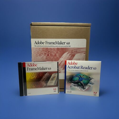 Adobe FrameMaker 6.0 Cd Rom 2 Cd Set And Acrobat Reader 4.0 – Rare – Quadralay