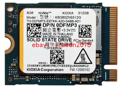 KIOXIA BG6 512GB GEN4 x4 NVMe PCIe M2 2230 SSD KBG60ZNS512G DELL 0DFMP3