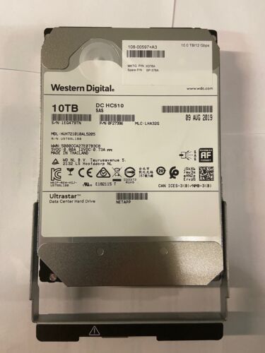 108-00597 – Netapp 10TB 7200 RPM SAS 3.5″ HDD for DS460C 60 bay enclosures wi…