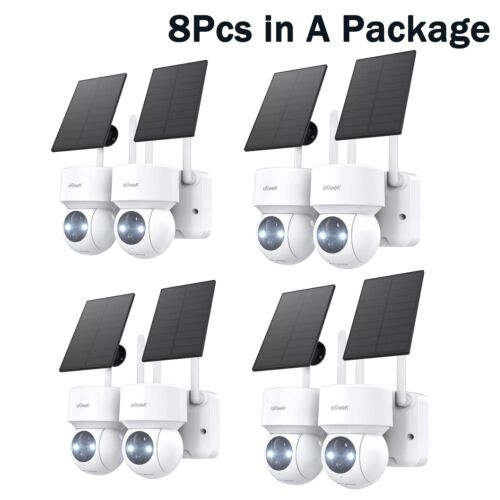 8PCS ieGeek Outdoor Wireless Solar Security Camera WiFi Home Battery CCTV System