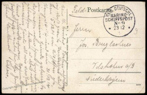 Germany 1914 WWI Navy SMS Deutschland Helgoland MSP9 Feldpost Cover Marine 82979