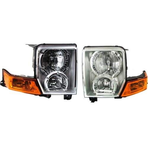 Headlight Assembly Set For 2006-2010 Jeep Commander Left Right Halogen With Bulb