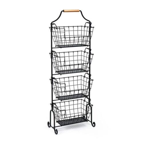 Mikasa Kitchen Storage + Organization Gourmet Basics Laguna Black Metal Basket