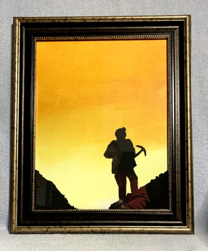 Coal Miner after a Work Day Art Painting in new frame – unsigned WV artist 2016