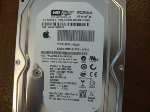 Western Digital WD3200AAJS-40H3A1 DCM:DHNNNT2CHN Apple 655-1472E 320gb Sata HDD