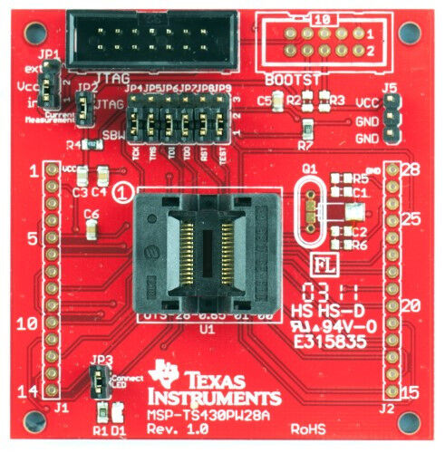 TI MSP430 Target Board: MSP-TS430PW28A, ZIF, Includes two MSP430G2452 IC’s