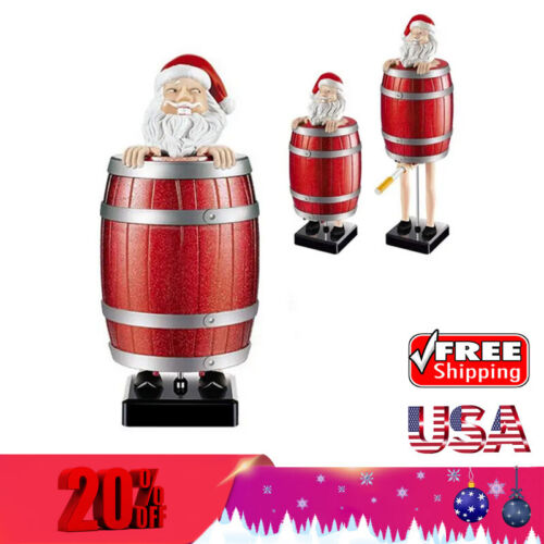 Funny Wooden Barrel Santa Cigarette Dispenser Box Storage Case Tobacco Holder