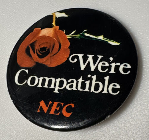 Vintage NEC Network Solutions Signal Processor IT PC Computer Button Pin Pinback