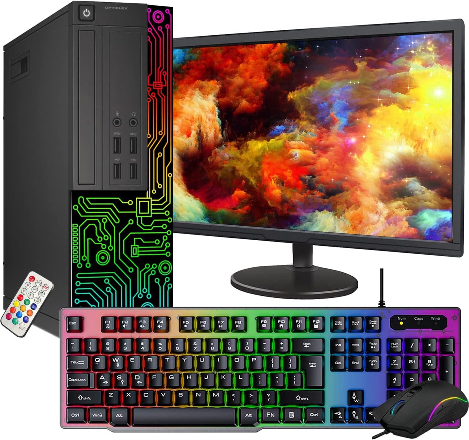 Dell OptiPlex Desktop RGB Computer Intel i5 Quad-Core Processor 8GB RAM 256GB SSD, 22 Inch Monitor, Win 10 Pro WiFi, Gaming PC Keyboard & Mouse (Renewed)