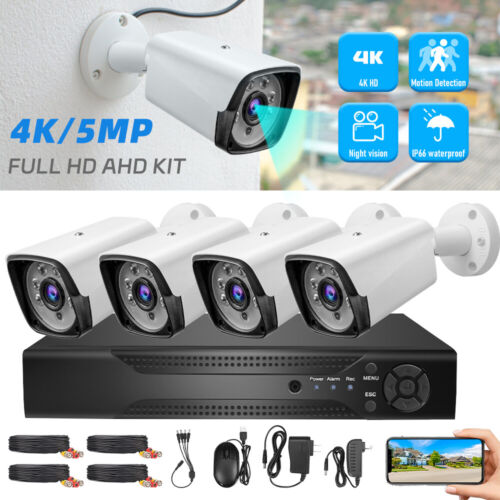 4K Security Camera System Outdoor Wired Audio Wifi Home CCTV 5MP 4CH DVR