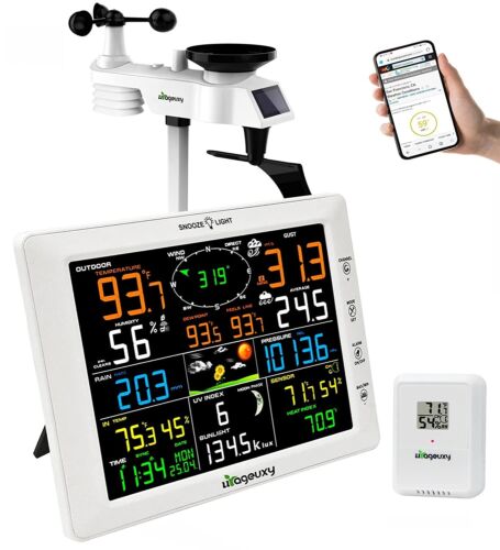 Urageuxy Wireless Wi-fi Weather Station with 10″ Big Color LCD Display – OpenBox