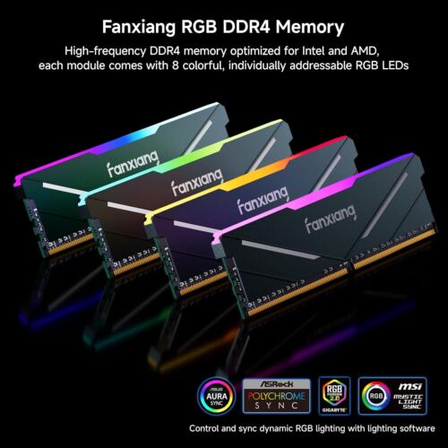 Fanxiang Ram 64GB 32GB 16GB RGB Memory Sticks Kit DDR4 RAM 3600 Intel XMP2.0/AMD