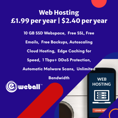 Web Hosting – Linux, £1.99/year – 10GB SSD, SSL, Emails, Secured, Lightning Fast