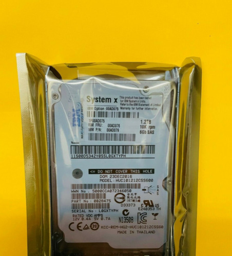 IBM  1.2TB 10K 6Gbps SAS 2.5″ Hard Disk Drive 00AD075 00AD079 without tray