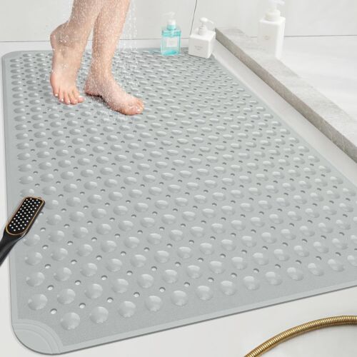 Extra Large Shower Mat 47″x 32″, TPE Non Slip Shower Mat, Inside Shower Mat