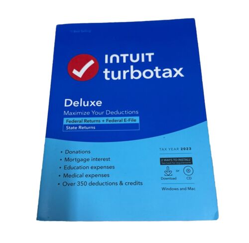 Intuit TurboTax Deluxe 2023 Federal w State CD/Download – PC/MAC