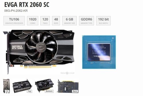 AS ISNO VIDEOEVGA RTX 2060 SC 6GB GDDR6 Graphics Card