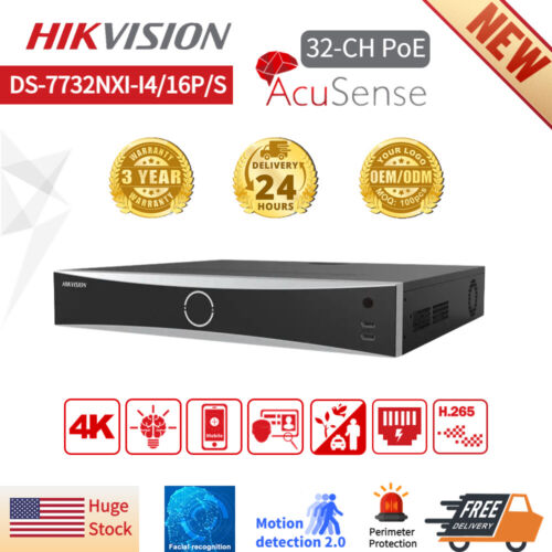 HIK DS-7732NXI-I4/16P/S 32CH 16 PoE  4 SATA 4K NVR 4 CH Deep-learning Acusense