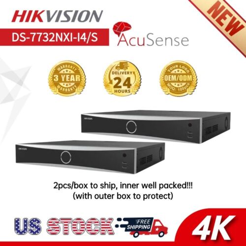 4K 32CH NVRs (2 pcs) HIK DS-7732NXI-I4/S 4 SATA AcuSense +Deep-Learning No-PoE