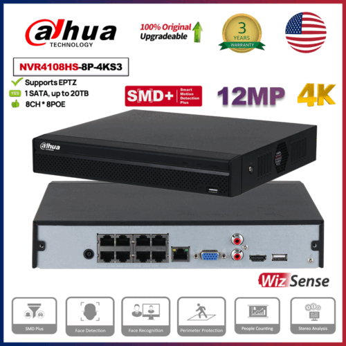 Dahua 8CH 8PoE NVR 1SATA AI by Camera Network Video Recorder NVR4108HS-8P-4KS3