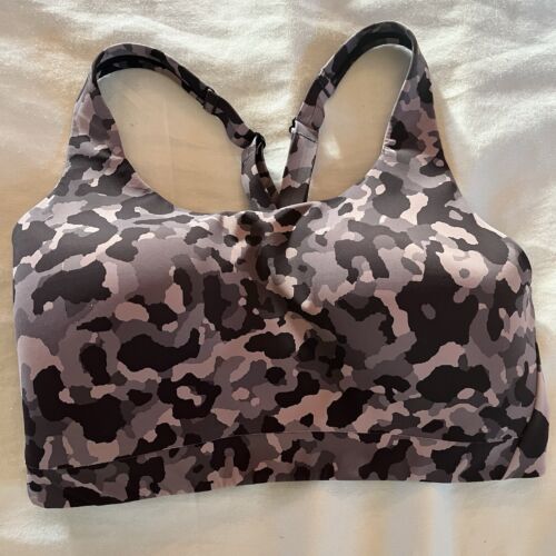 Athleta Grey Camo Advance Racerback Sports Bra 34DD