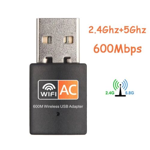 Mini Dual Band 600Mbps USB WiFi Wireless Adapter Network Card 2.4/5GHz 802.11 AC