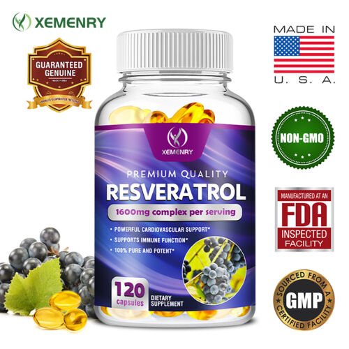 Resveratrol Capsules 1600mg – Antioxidants,Anti-Aging,Brain Support,Radiant Skin