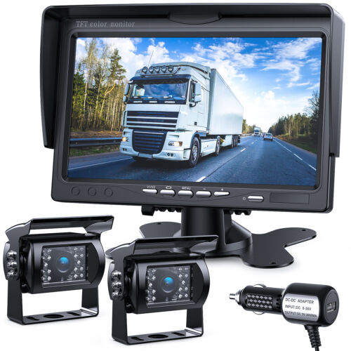 7″ Monitor CCD Heavy Duty Backup Camera Night Vision 12-24V For truck Reverse RV