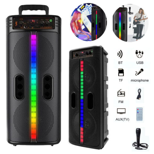 6000W Portable Bluetooth Speaker Dual Sub woofer Heavy Bass Sound System Party