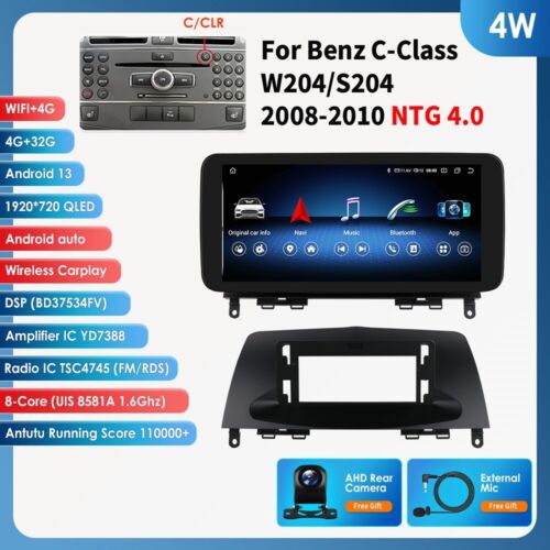 10.25” Android 13 Car GPS Carplay for Mercedes Benz C Class W204 2008-10 NTG4.0