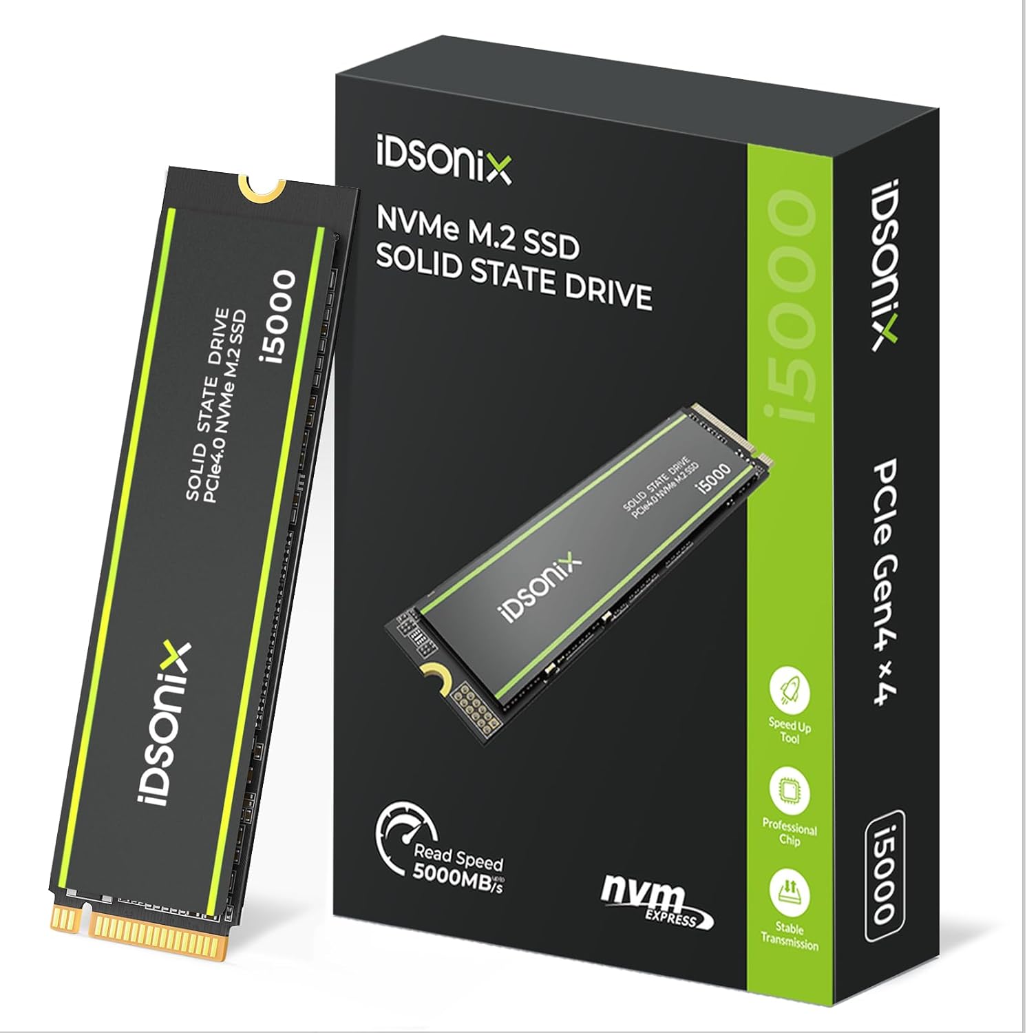 iDsonix 512GB SSD NVMe PCIe Gen4x4 M.2 2280 Internal Solid State Drive High Speed (Maximum Read: 5000MB/s, max Write: 3500MB/s), Compatible with PS5, for Gamers and Creators, i5000