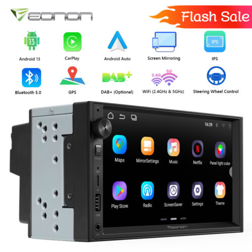 Android 13 7″ IPS In Dash Double Din 2DIN Car Stereo CarPlay Radio Head Unit GPS