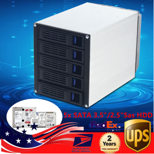 5 bays SATA SAS D Drive Bay Hard Drive Disk Case Enclosure 2.5″/3.5″ USA