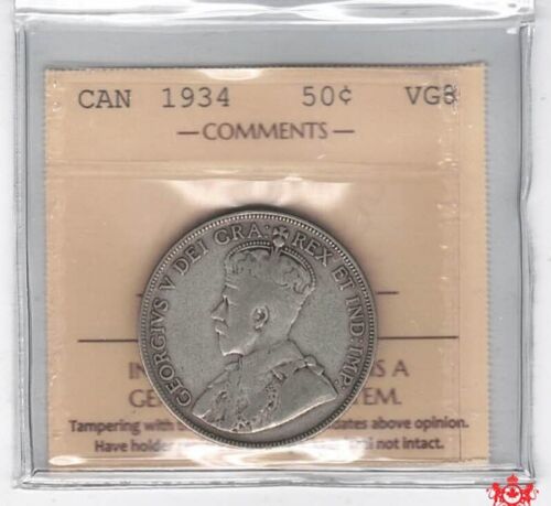 1934 Canada 50 Cents – ICCS VG8 – XAI 678