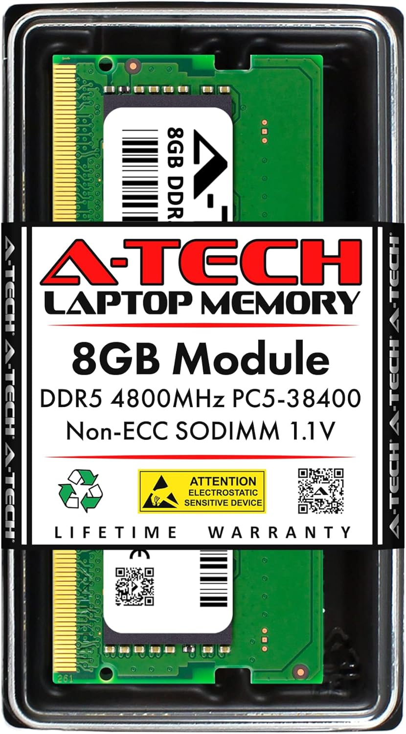 A-Tech 8GB RAM Replacement for Micron MTC4C10163S1SC48B | DDR5 4800 MHz PC5-38400 1.1V SODIMM 262-Pin Non-ECC Memory Module