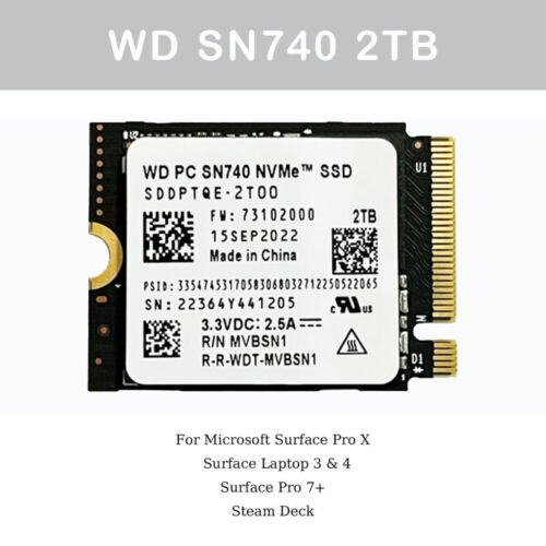 WD PC SN740 2TB M.2 2230 SSD NVMe PCIe4x4 For Steam Deck ASUS ROG Flow X Laptop