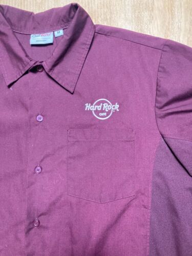 Hard Rock Cafe Button Up Shirt Employee Work Medium Maroon Chef Cook Server