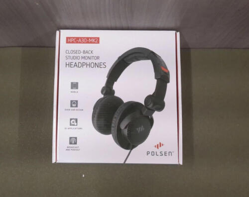 Polsen HPC-A30-MK2 Closed-Back Over-Ear Studio Monitor Headphones 10′ Cable