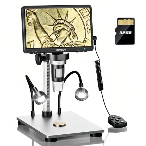 TOMLOV Digital Microscope 1200x-1500X Coin Microscope Soldering Magnifier Remote