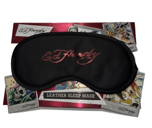 Ed Hardy Leather Padded Soft Comfortable Sleep Mask Adjustable Elastic Strap