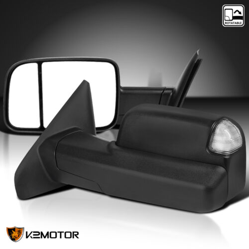 Fits 2002-2008 Dodge Ram 1500 2500 3500 Manual Tow Mirrors+LED Signal+Puddle