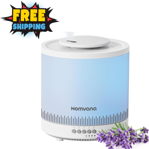 1.8L Cool Mist Humidifier & Essential Oil Diffuser, 7-Color Light, Bedroom/Baby