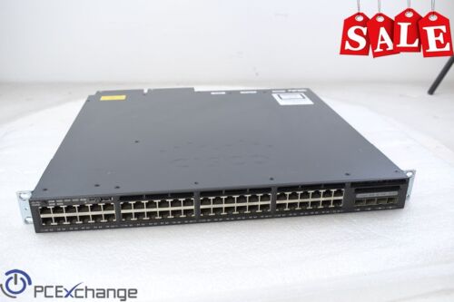 CISCO Catalyst 3650 WS-C3650-48FWD-S 48-Ports PoE+ 2X10G Network Switch 2 PSU