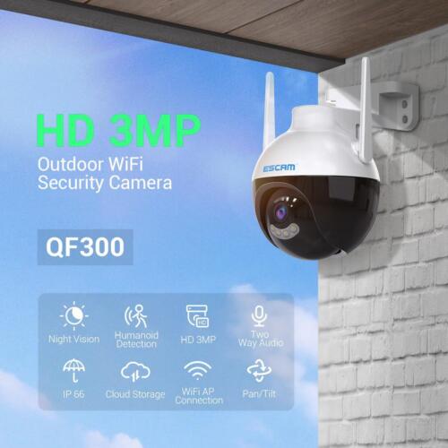 ESCAM 3MP Auto Tracking Cloud Storage outdoor WiFi IP Camera 2-Way Night vision