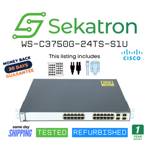 Cisco WS-C3750G-24TS-S1U 24-Port Gigabit Switch w/ 4 SFP Uplinks Fast Ship