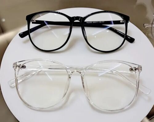 2Pairs Oversized Blue Light Blocking Cateye Womens Mens Black Clear Glasses