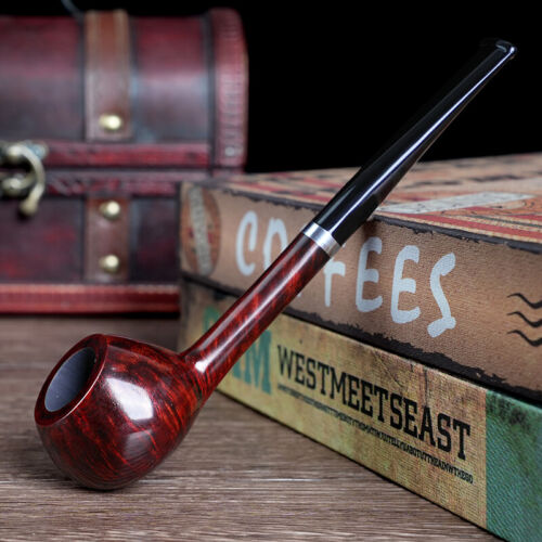 Briar Straight Stem Smoking Tobacco Pipe Smooth Finished Tomato Shape