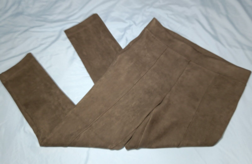 Andrew Marc Front Seamed Pants Faux Suede Taupe Slip On Leggings Woman’s Size M