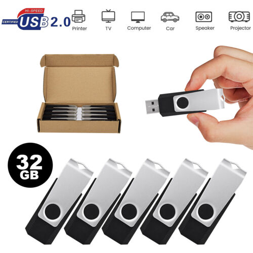 1-5Pack 32GB USB 2.0 Flash Drives Memory Sticks Data Storage Swivel Drive U Disk