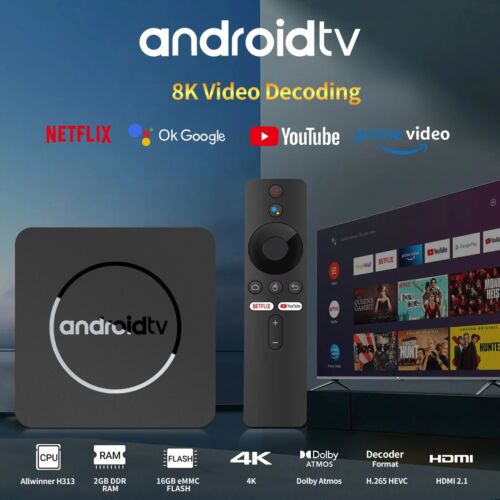 Smart TV Box Google Android 13 4K UHD Wireless Streaming Media Player 2.4G/5G